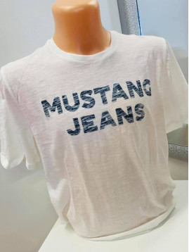 Pánske tričko biele s nápisom Mustang